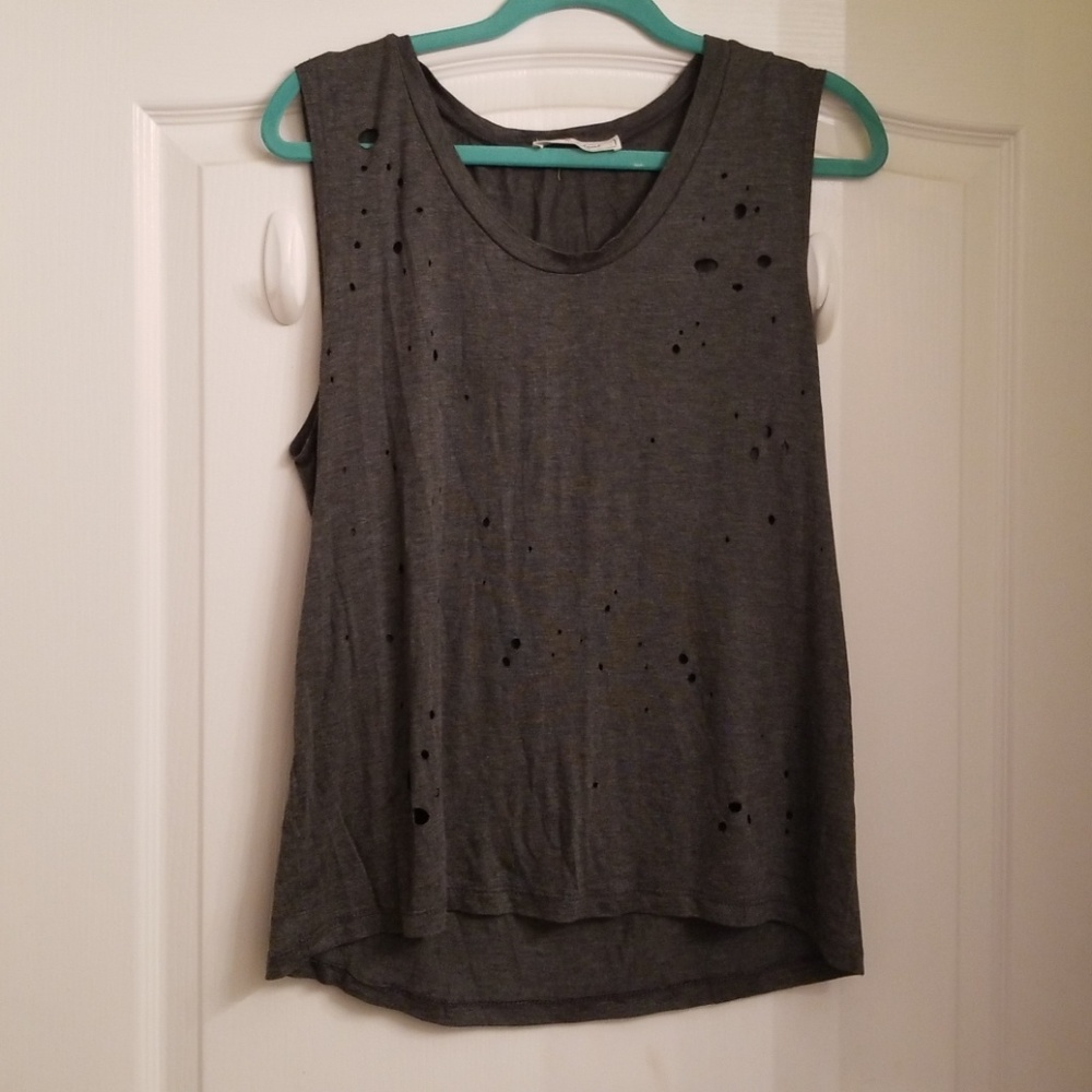 NWOT Distressed Grey Tank